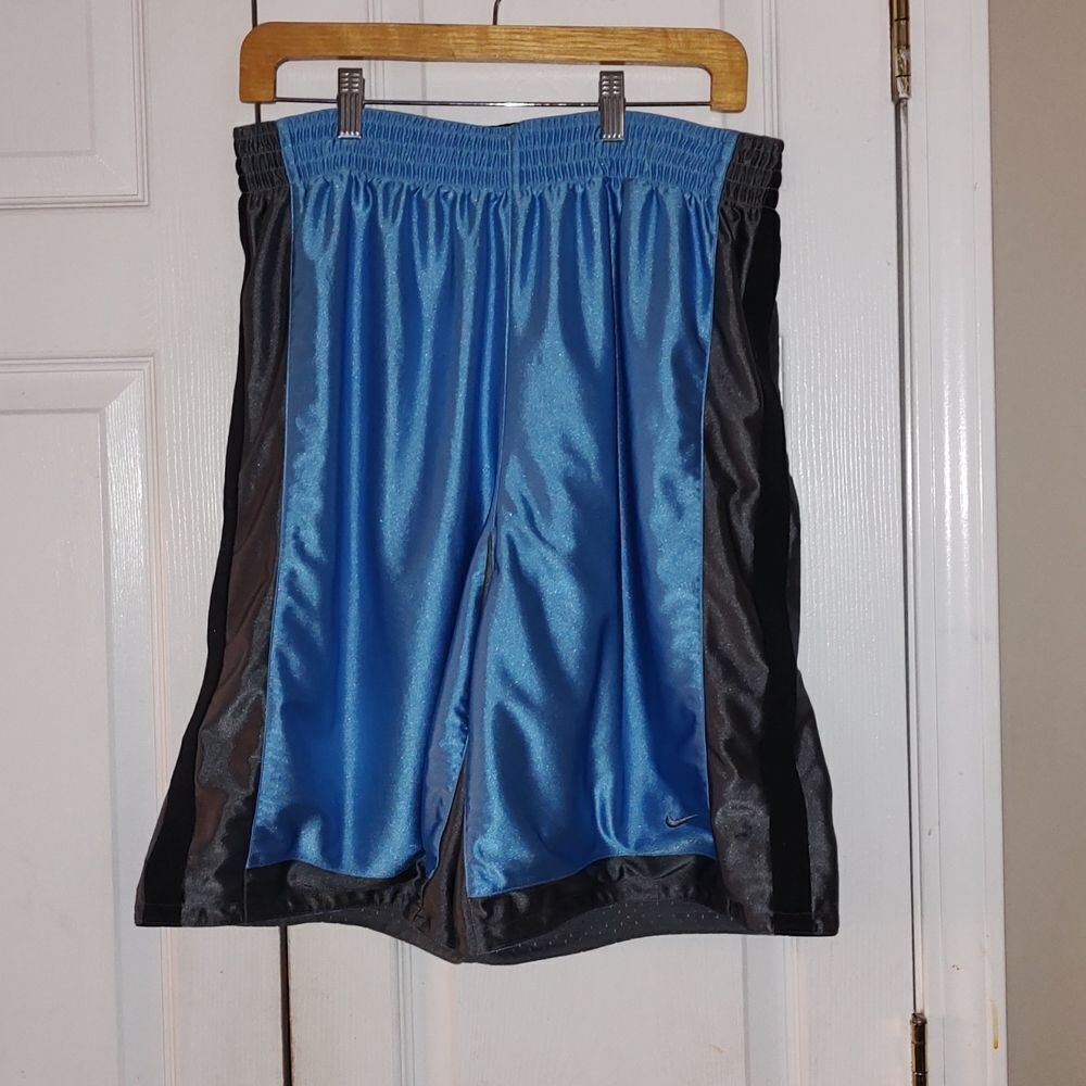 Nike reversible  gray light blue black athletic shorts   Sz XL